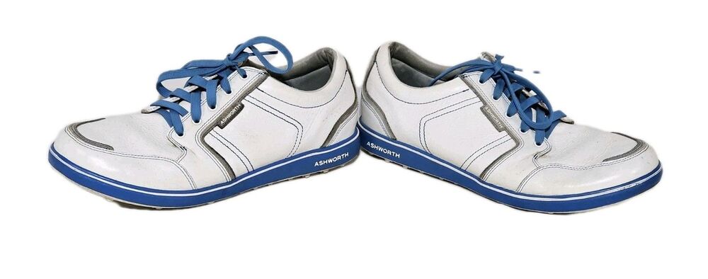 Ashworth Cardiff ADC Spikeless Golf Shoes White Blue Men's Size 10.5 Leather - Picture 3 of 13